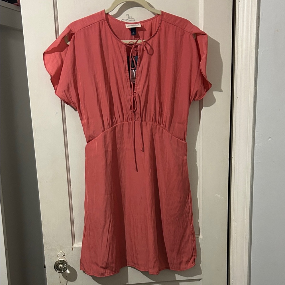 Universal Thread Coral Lace-Up Mini Dress